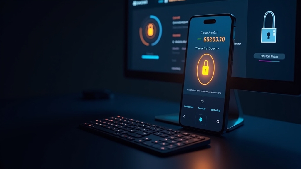 Code de sécurité et écran de compte montrant l’authentification casino dans un décor sombre